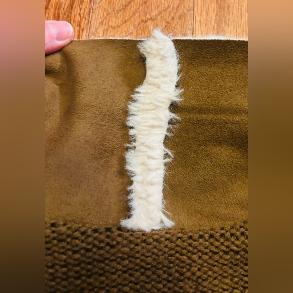 DMX Brown and Cream Faux-Suede and Knit Cardigan Women's Jacket Size M EUC - Picture 11 of 11